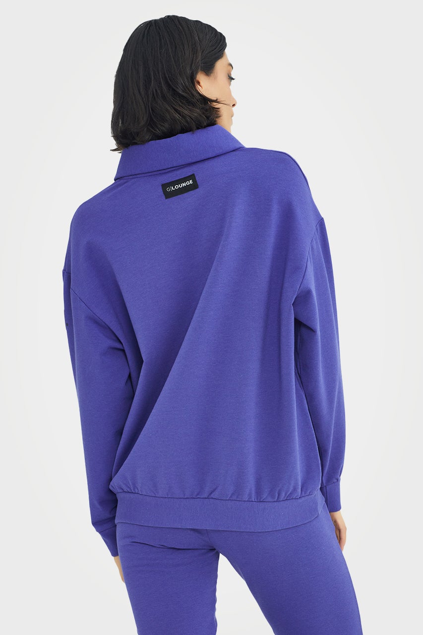 Pull en bambou bio pour femme, confortable, à demi-zip et coupe ajustée