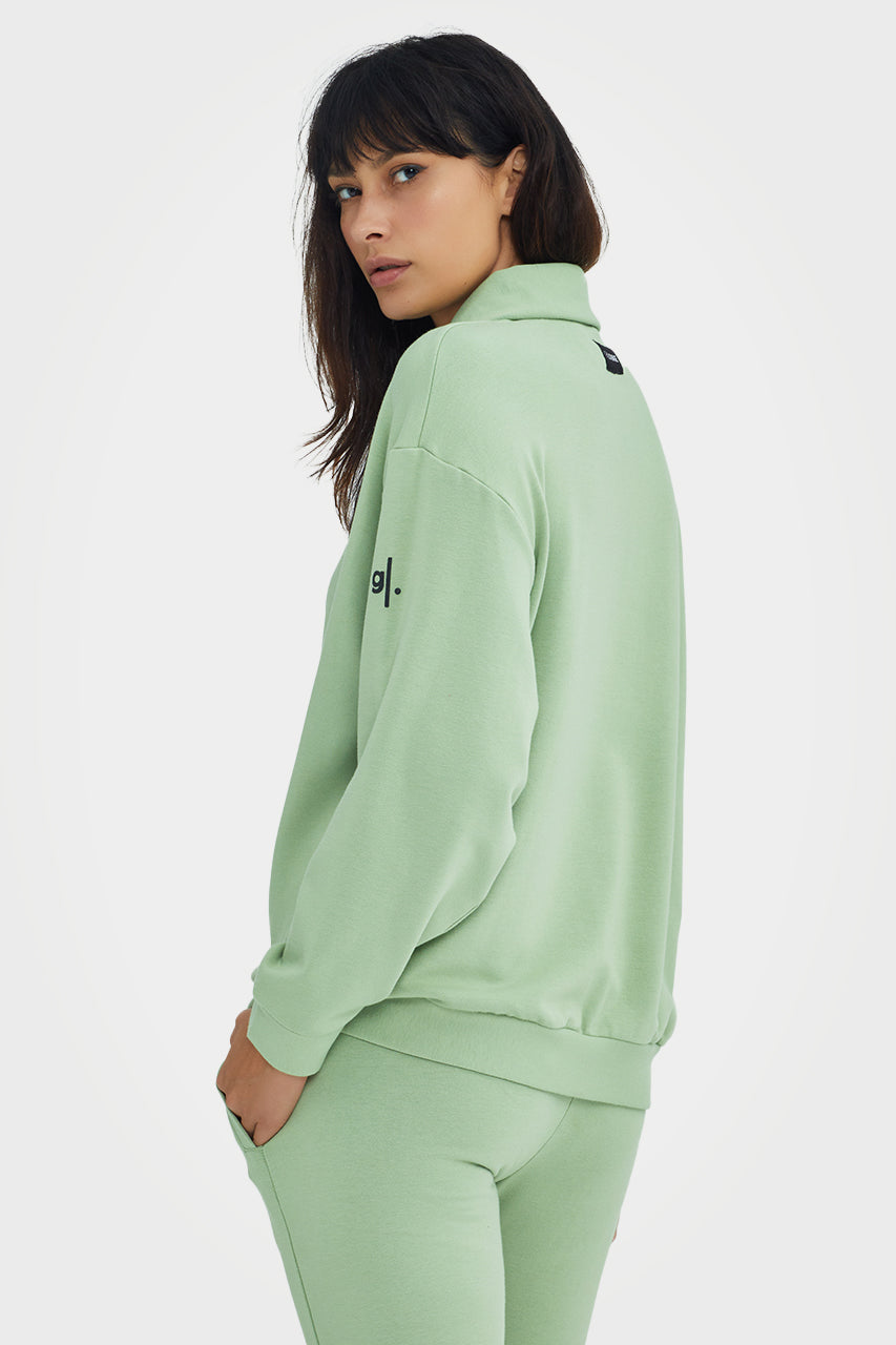 Pull en bambou bio pour femme, confortable, à demi-zip et coupe ajustée