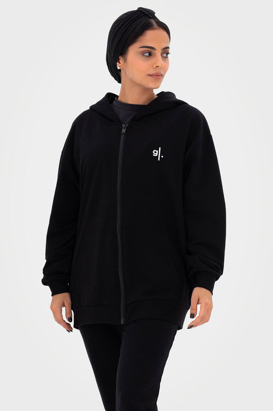 Sweat à capuche zippé oversize en bambou bio pour femme
