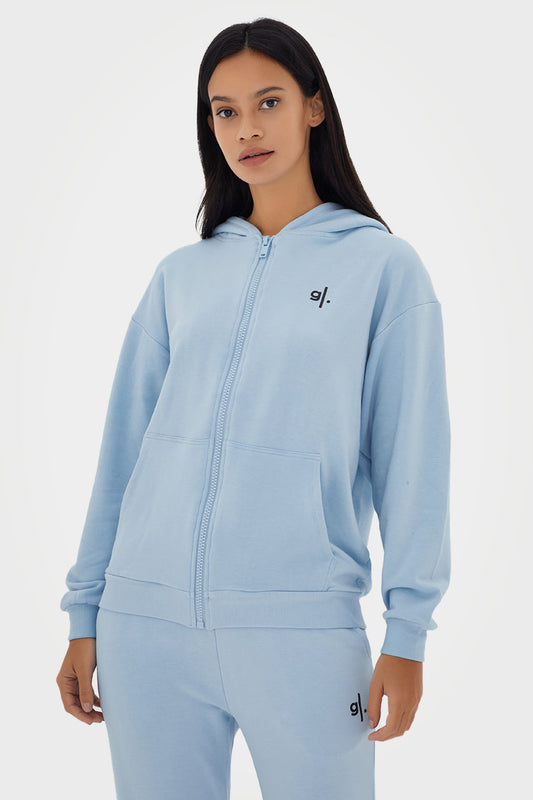 Sweat à capuche zippé oversize en bambou bio pour femme