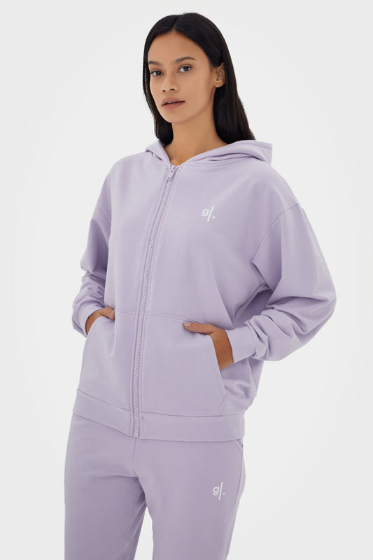 Sweat à capuche zippé oversize en bambou bio pour femme