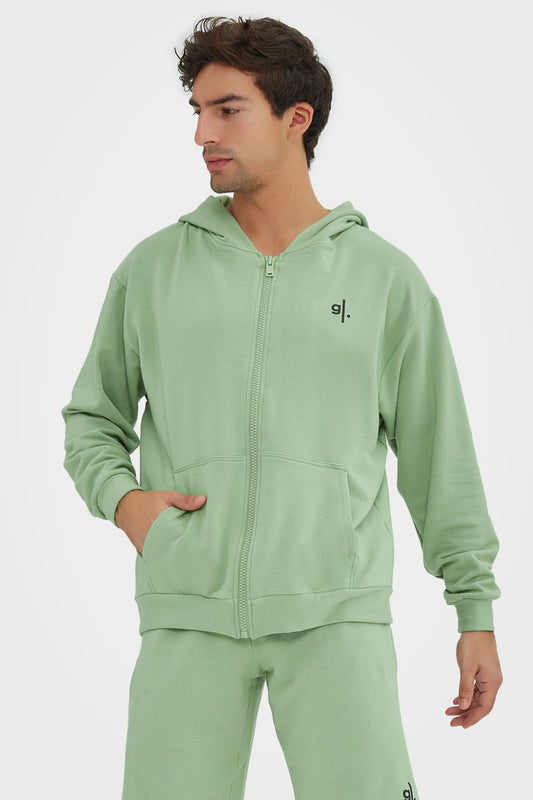 Sweat à capuche zippé oversize en bambou bio pour homme