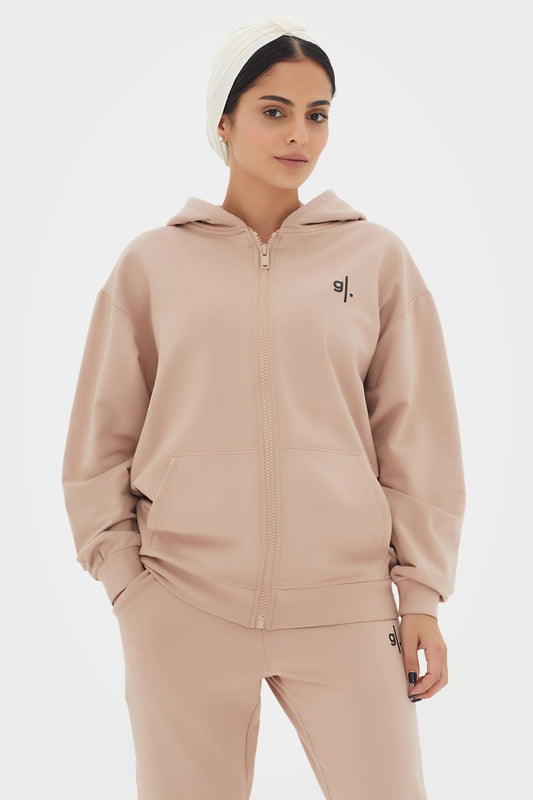 Sweat à capuche zippé oversize en bambou bio pour femme