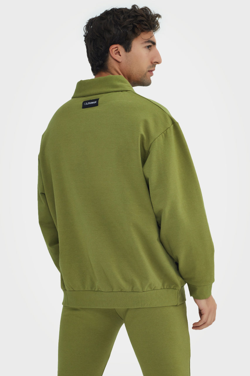 Pull en bambou bio pour homme, confortable, à demi-zip et coupe ajustée