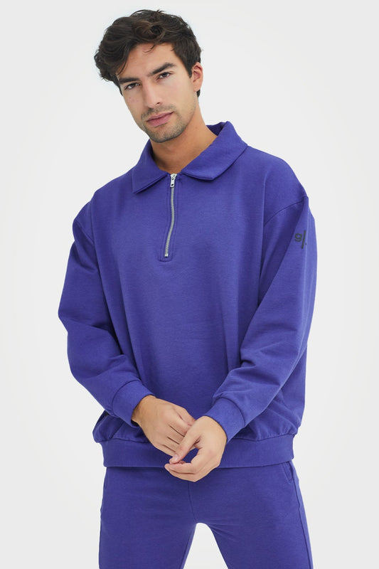 Pull en bambou bio pour homme, confortable, à demi-zip et coupe ajustée