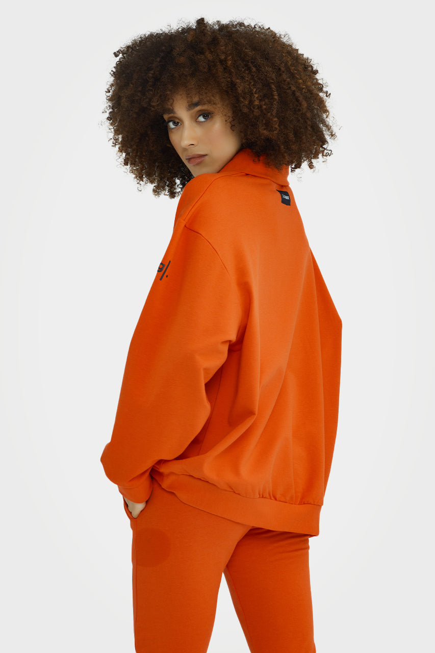 Pull en bambou bio pour femme, confortable, à demi-zip et coupe ajustée