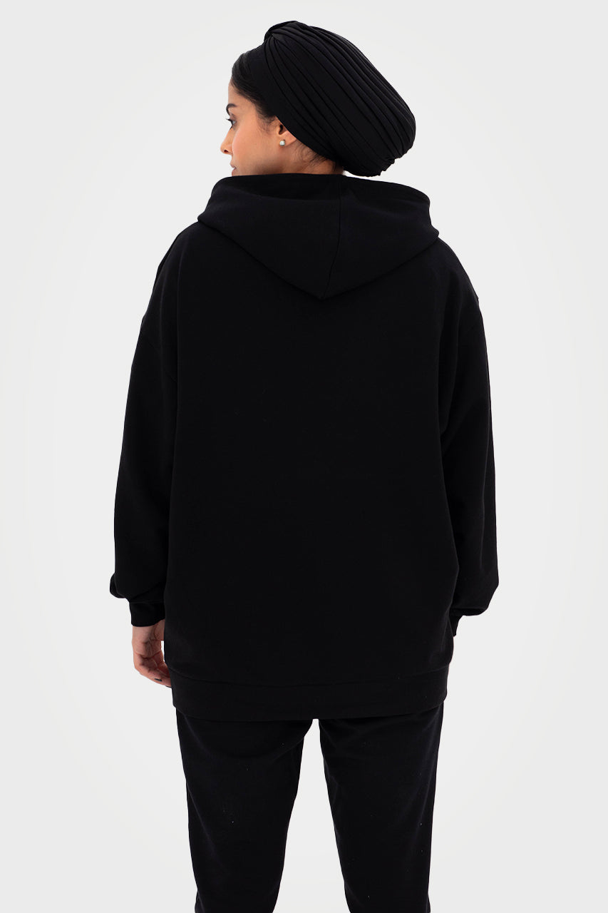Sweat à capuche zippé oversize en bambou bio pour femme