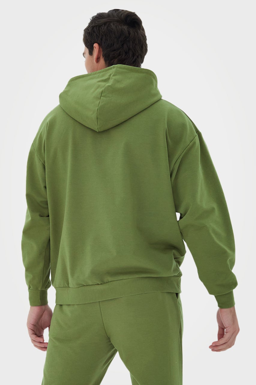 Sweat à capuche zippé oversize en bambou bio pour homme