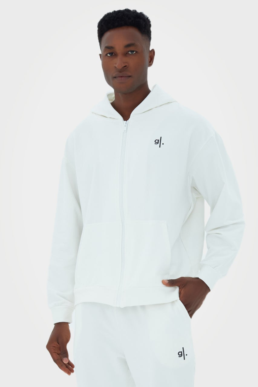 Sweat à capuche zippé oversize en bambou bio pour homme
