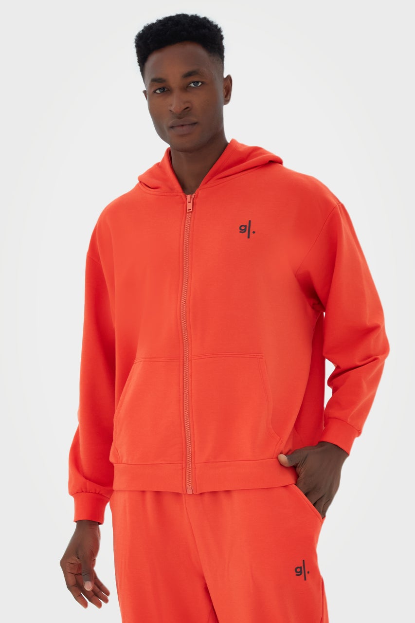 Sweat à capuche zippé oversize en bambou bio pour homme