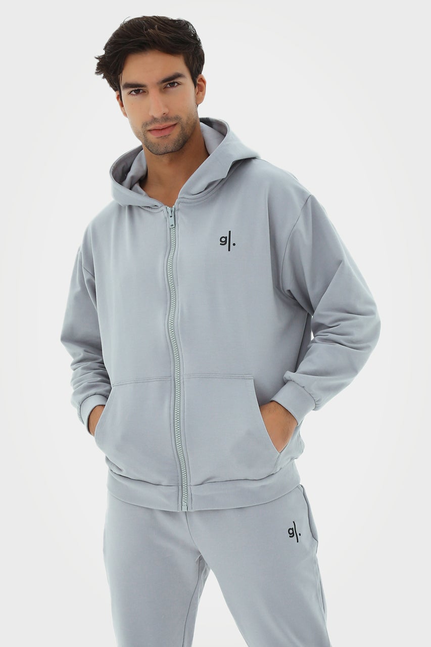 Sweat à capuche zippé oversize en bambou bio pour homme