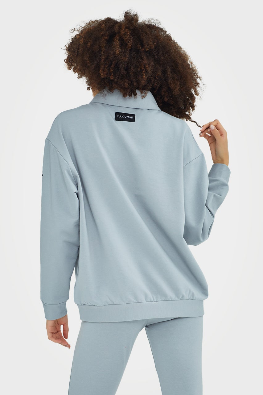 Pull en bambou bio pour femme, confortable, à demi-zip et coupe ajustée