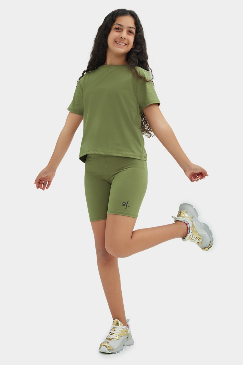 Short cycliste taille haute écoresponsable pour filles
