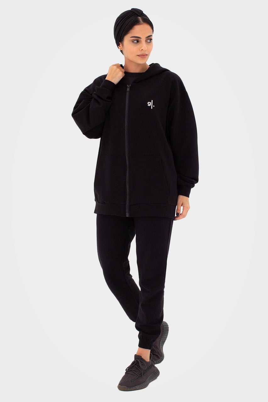 Sweat à capuche zippé oversize en bambou bio pour femme