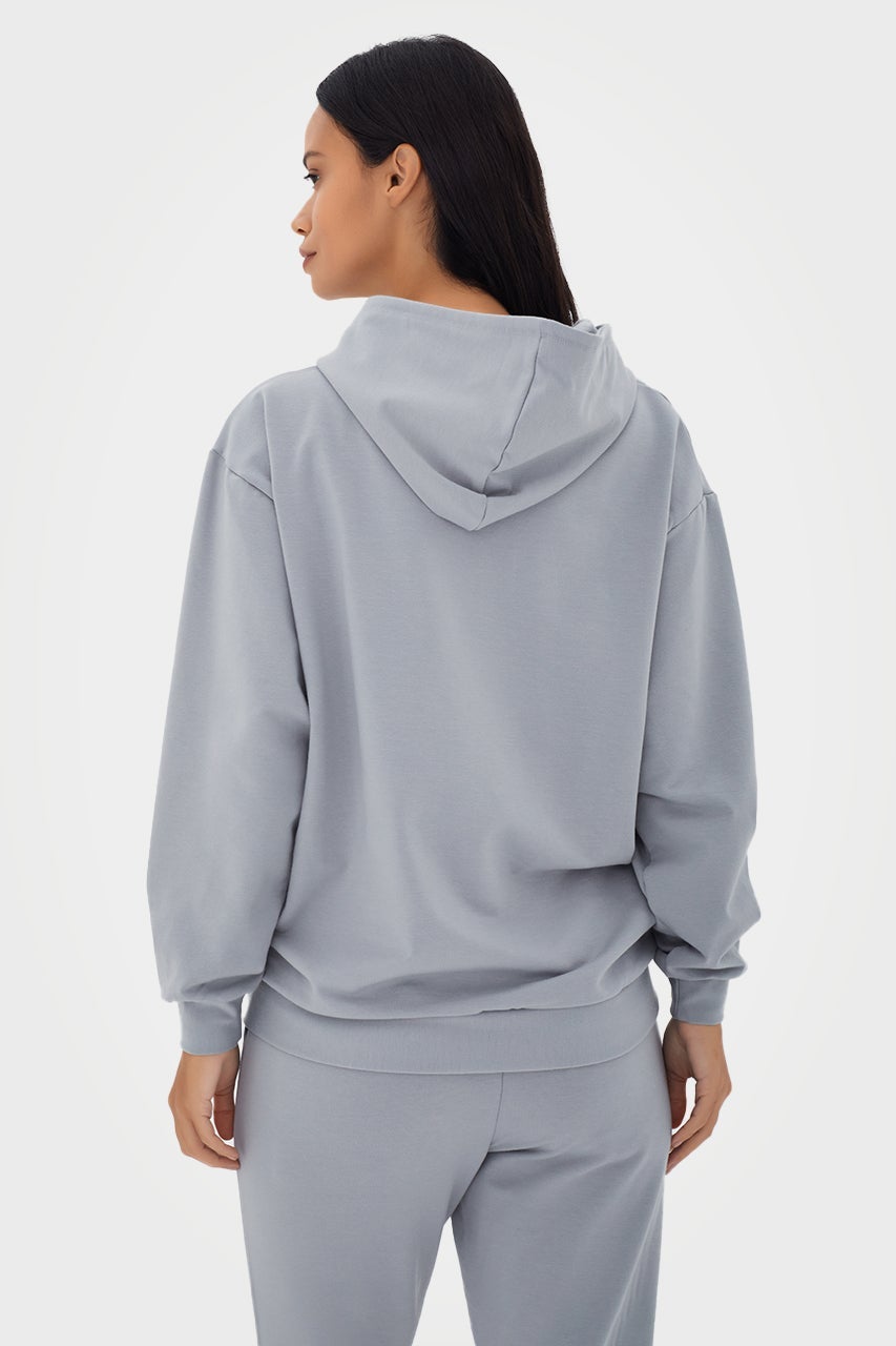 Sweat à capuche zippé oversize en bambou bio pour femme