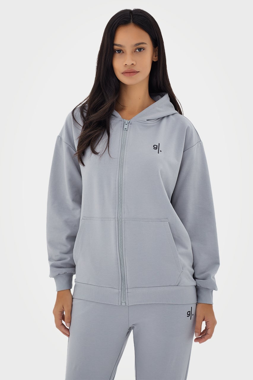 Sweat à capuche zippé oversize en bambou bio pour femme