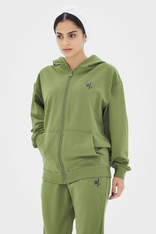 Sweat à capuche zippé oversize en bambou bio pour femme