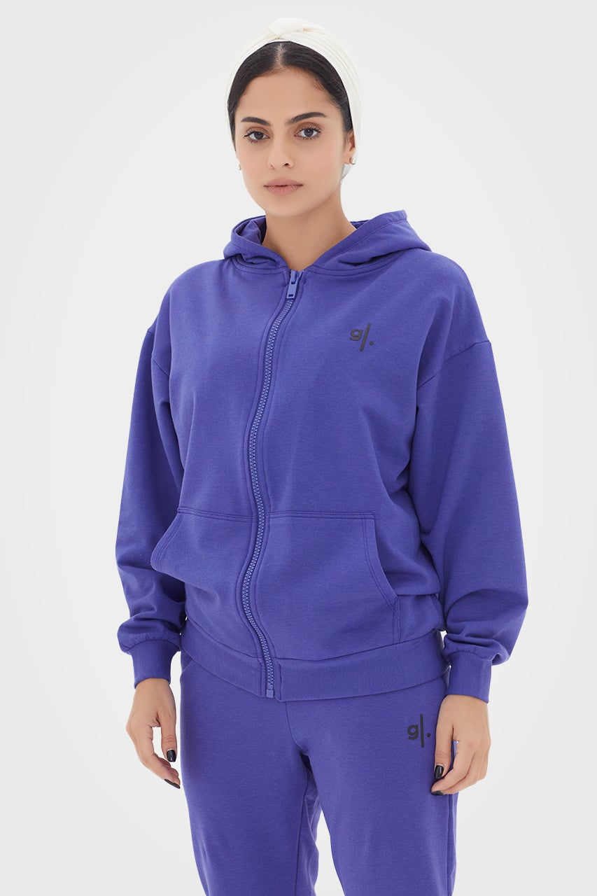 Sweat à capuche zippé oversize en bambou bio pour femme
