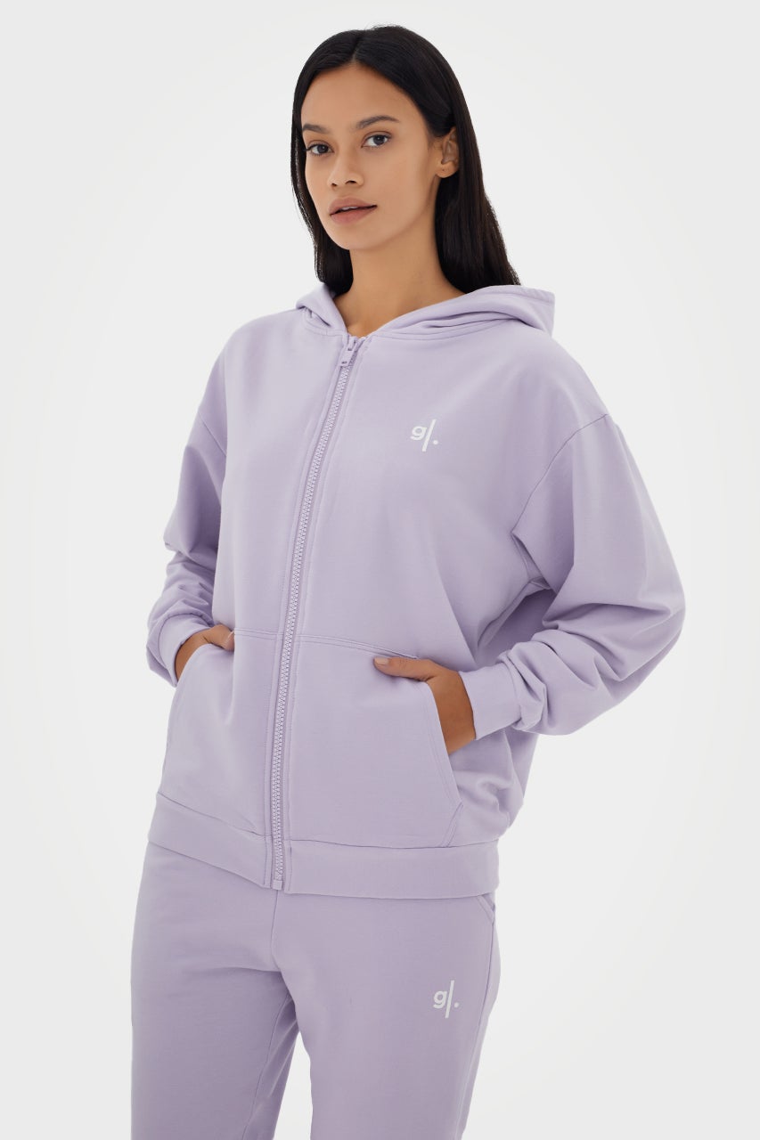 Sweat à capuche zippé oversize en bambou bio pour femme