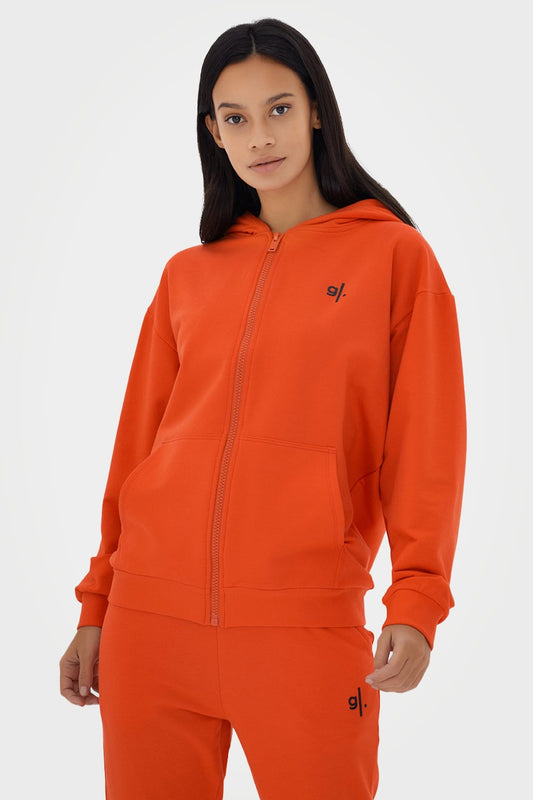 Sweat à capuche zippé oversize en bambou bio pour femme