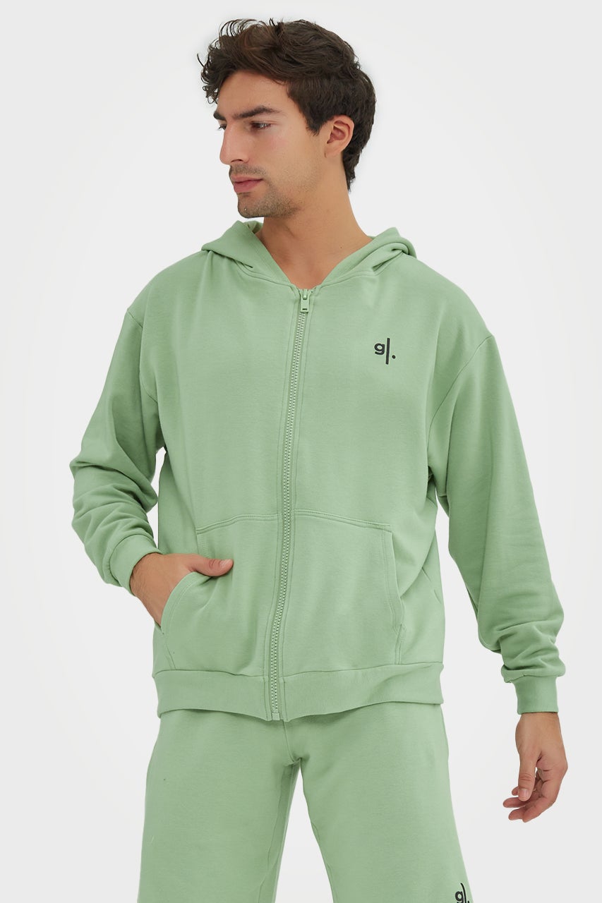 Sweat à capuche zippé oversize en bambou bio pour homme