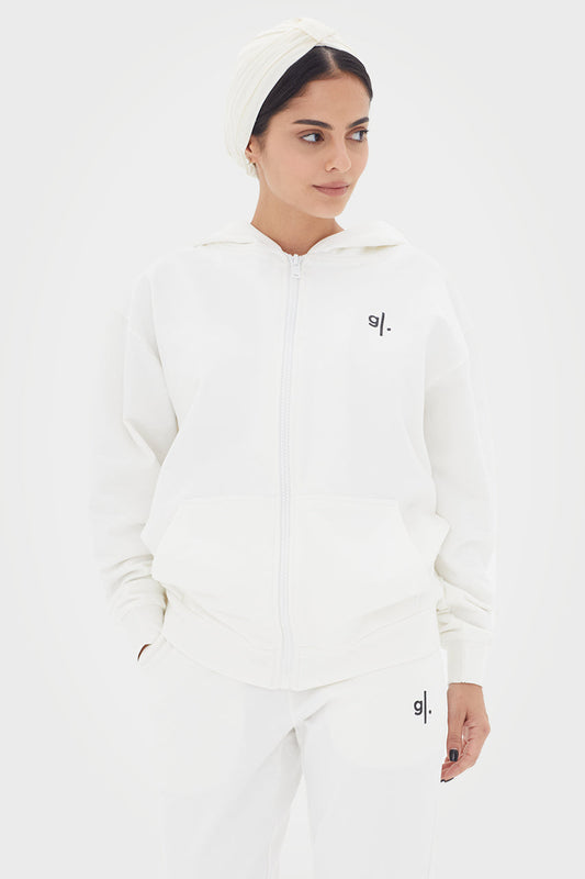 Sweat à capuche zippé oversize en bambou bio pour femme