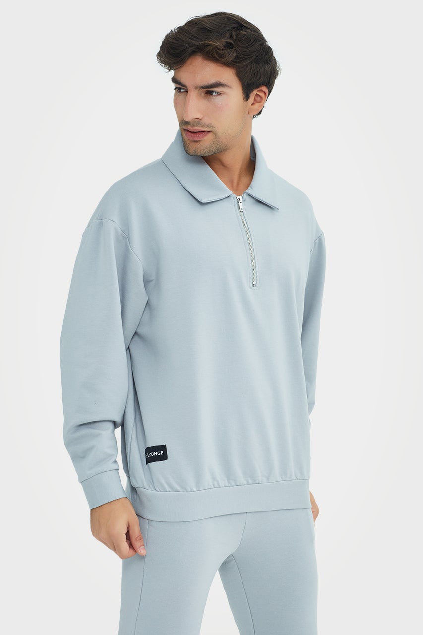 Pull en bambou bio pour homme, confortable, à demi-zip et coupe ajustée