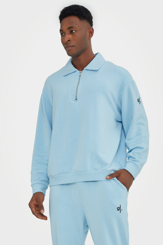 Pull en bambou bio pour homme, confortable, à demi-zip et coupe ajustée