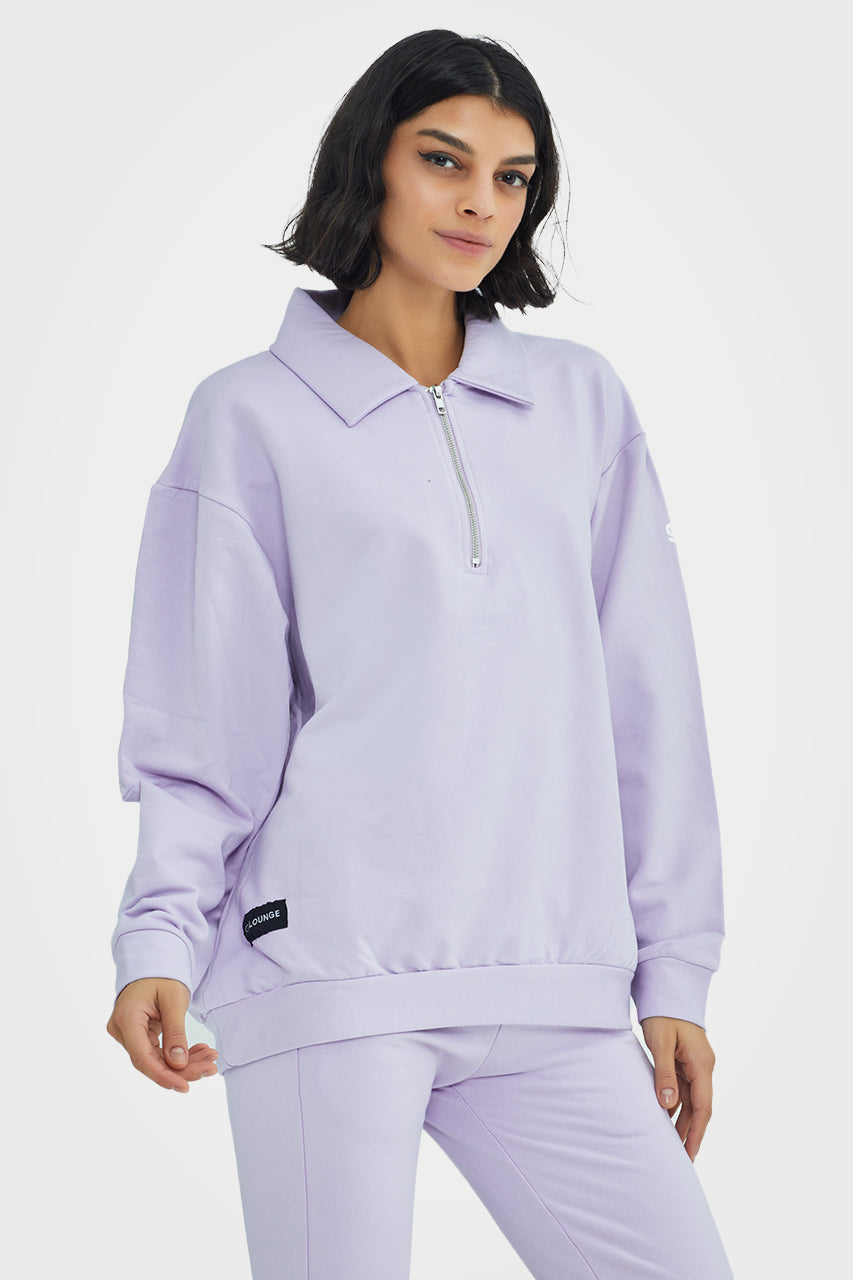 Pull en bambou bio pour femme, confortable, à demi-zip et coupe ajustée