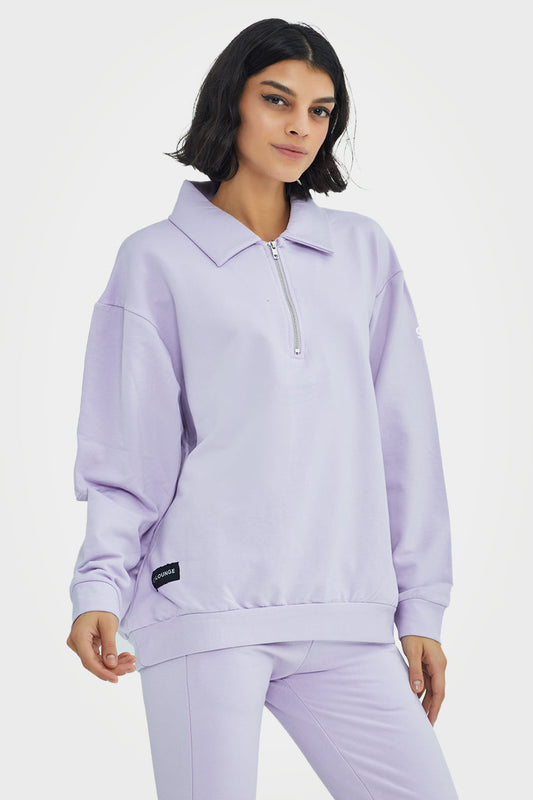 Pull en bambou bio pour femme, confortable, à demi-zip et coupe ajustée