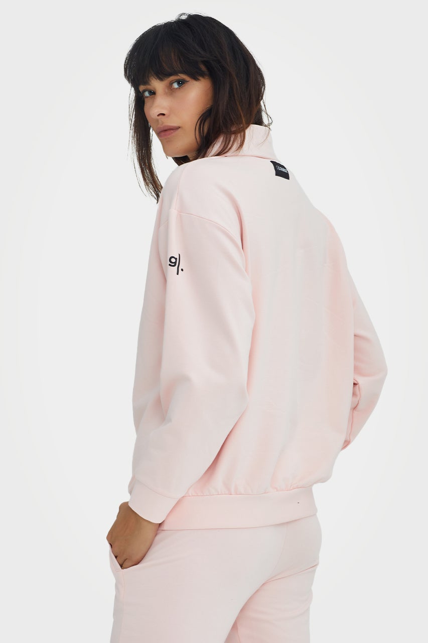 Pull en bambou bio pour femme, confortable, à demi-zip et coupe ajustée