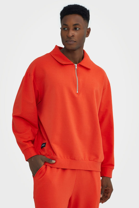Pull en bambou bio pour homme, confortable, à demi-zip et coupe ajustée