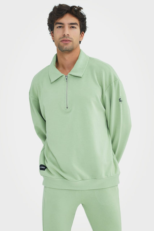 Pull en bambou bio pour homme, confortable, à demi-zip et coupe ajustée