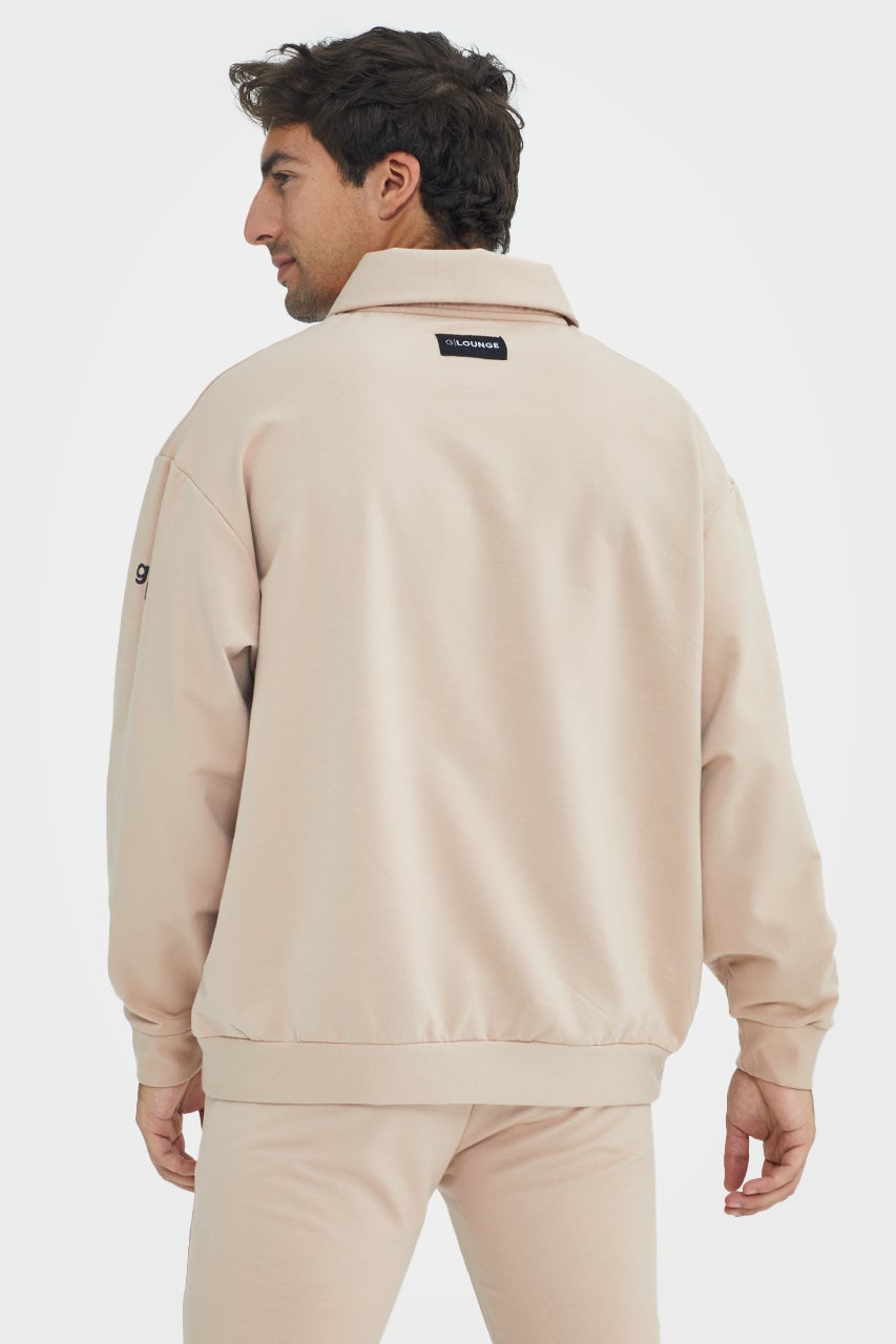 Pull en bambou bio pour homme, confortable, à demi-zip et coupe ajustée