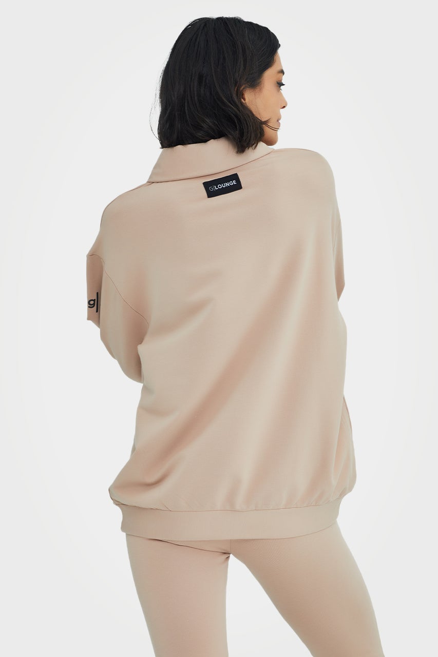 Pull en bambou bio pour femme, confortable, à demi-zip et coupe ajustée