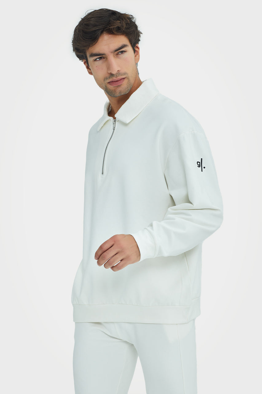 Pull en bambou bio pour homme, confortable, à demi-zip et coupe ajustée