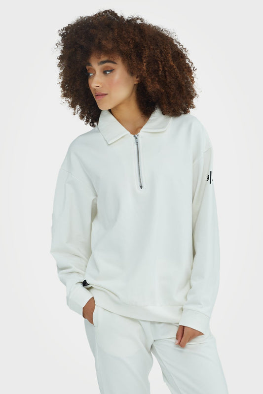 Pull en bambou bio pour femme, confortable, à demi-zip et coupe ajustée